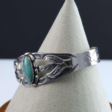 Vintage Fred Harvey Era Bell Trading Post Sterling/Turquoise Cuff bracelet - Estate Fresh Austin