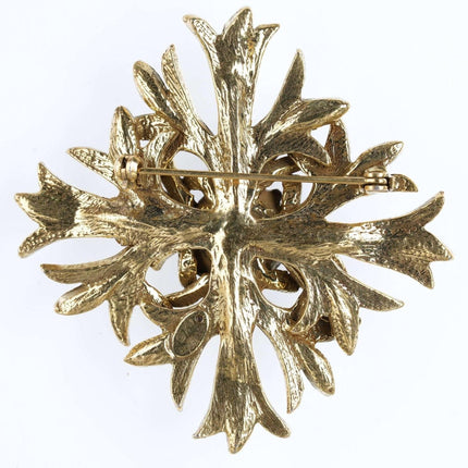 Vintage Gold tone Benedikt New York Costume Jewelry Rhinestone brooch - Estate Fresh Austin