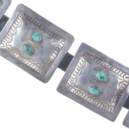 Vintage Heavy Navajo stamped sterling and Royston turquoise concho belt - Estate Fresh Austin