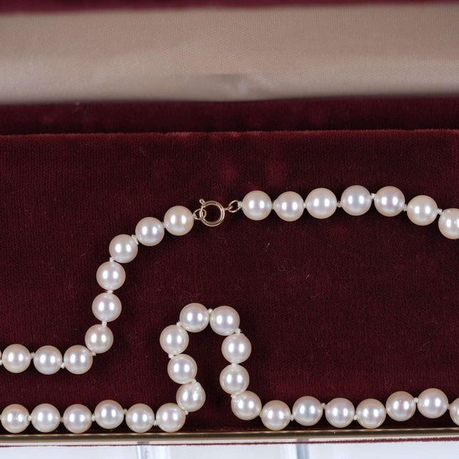 Vintage Imperial 6.7mm Pearl necklace with 14k clasp in original box - Estate Fresh Austin