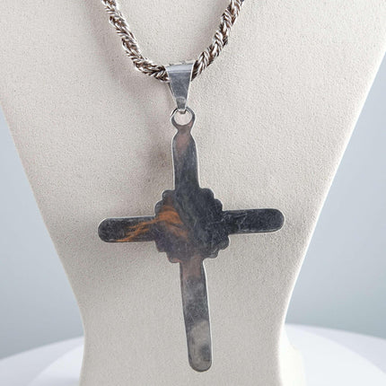 Vintage mexican Silver Cross on thick sterling Necklace - Estate Fresh Austin