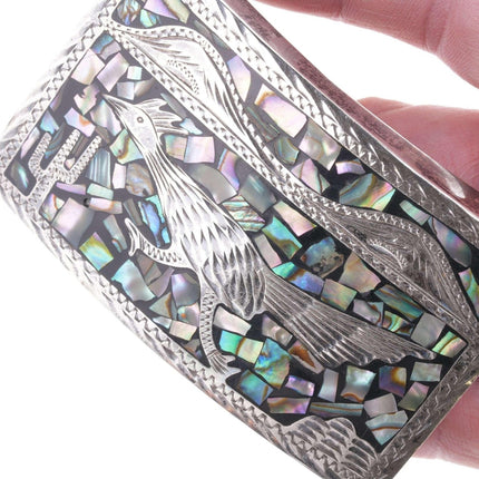 Vintage Mexican Sterling hand engraved belt buckle - Estate Fresh Austin