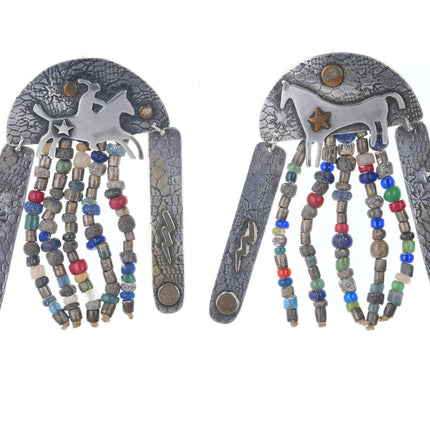 Vintage Native American Sterling and gold filled beaded earrings - Estate Fresh Austin