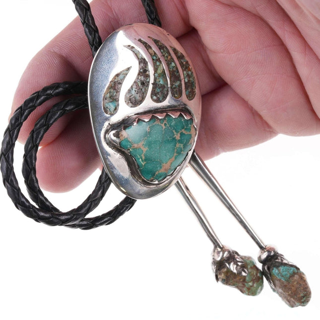 Vintage Native American Sterling and turquoise bolo tie r - Estate Fresh Austin