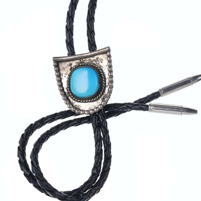 Vintage Native American Sterling and turquoise bolo tie - Estate Fresh Austin