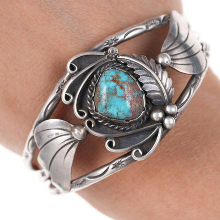 Vintage Native American Sterling and turquoise cuff bracelet jn - Estate Fresh Austin