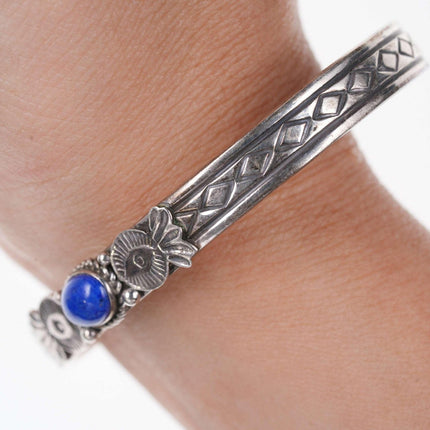 Vintage Native American Sterling lapis Cuff bracelet - Estate Fresh Austin