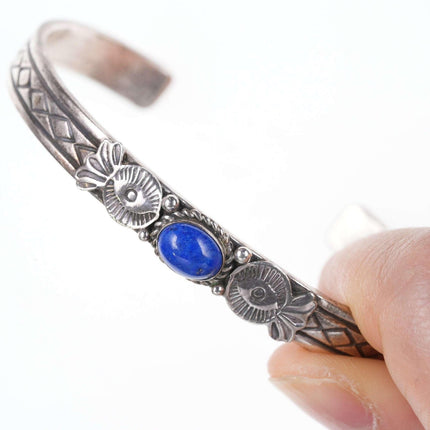 Vintage Native American Sterling lapis Cuff bracelet - Estate Fresh Austin