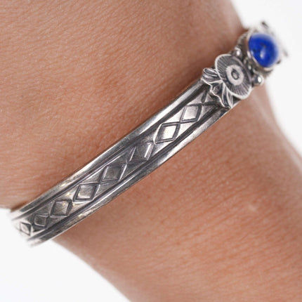 Vintage Native American Sterling lapis Cuff bracelet - Estate Fresh Austin