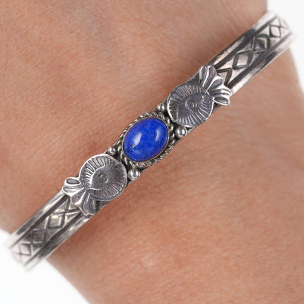 Vintage Native American Sterling lapis Cuff bracelet - Estate Fresh Austin