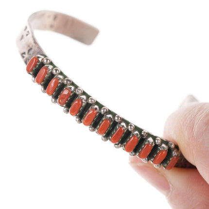 Vintage Native American sterling/red Coral cuff bracelet - Estate Fresh Austin
