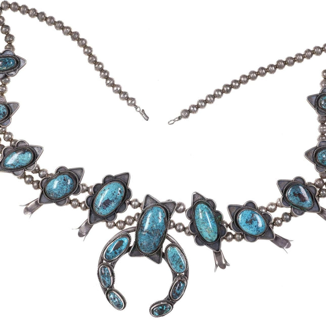 Vintage Native American Sterling/turquoise squash blossom necklace - Estate Fresh Austin