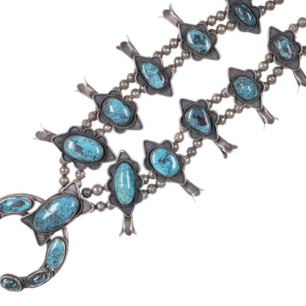 Vintage Native American Sterling/turquoise squash blossom necklace - Estate Fresh Austin