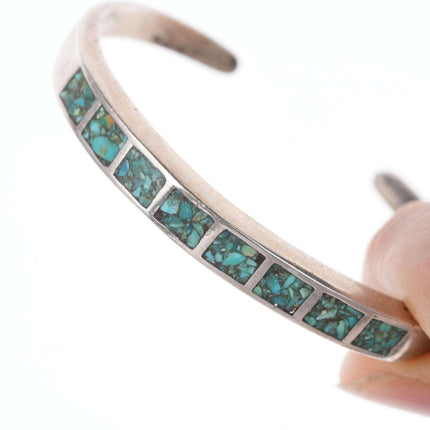 Vintage Native American Turquoise Chip inlay sterling Cuff bracelet - Estate Fresh Austin