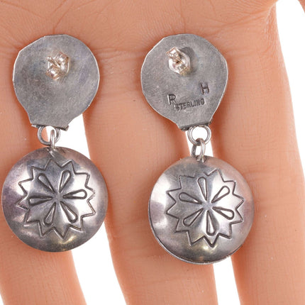 Vintage Navajo stamped sterling beaded earrings - Estate Fresh Austin