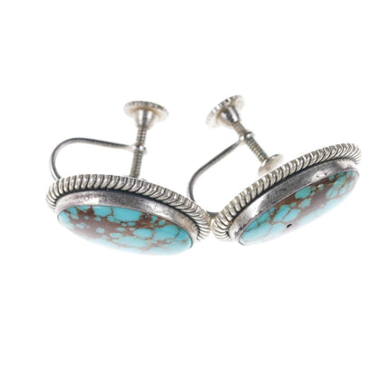 Vintage Navajo Sterling Nevada turquoise screw back earrings - Estate Fresh Austin