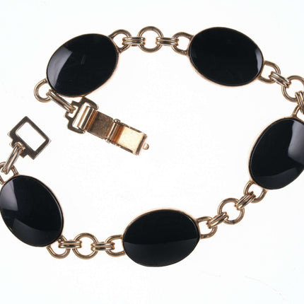 Vintage Onyx gold filled link bracelet - Estate Fresh Austin