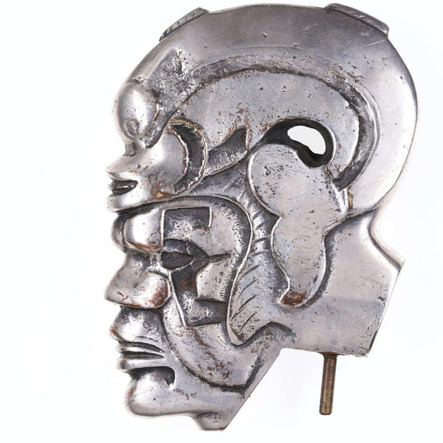 Vintage Silvered Bronze Aztec Head - Estate Fresh Austin