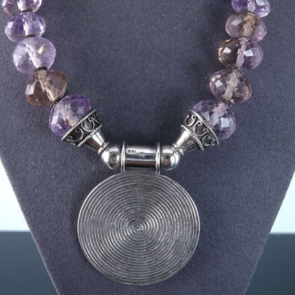 Vintage SOL Sterling and Amethyst necklace and earring set - Estate Fresh Austin