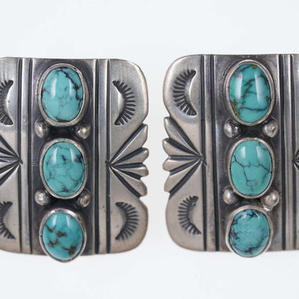 Vintage Southwestern sterling turquoise howlite clip-on earrings - Estate Fresh Austin