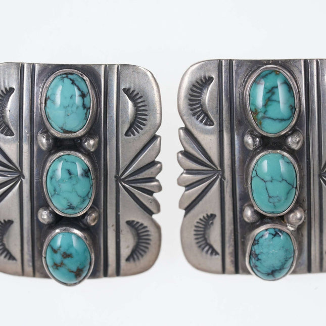 Vintage Southwestern sterling turquoise howlite clip-on earrings - Estate Fresh Austin