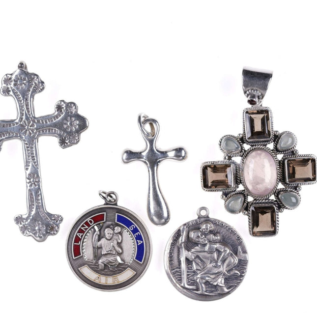 Vintage Sterling Cross Pendant and St Christopher collection - Estate Fresh Austin