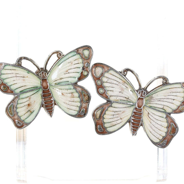 Vintage sterling enamel butterfly screw back earrings - Estate Fresh Austin