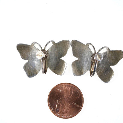 Vintage sterling enamel butterfly screw back earrings - Estate Fresh Austin