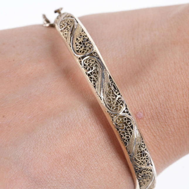 Vintage Sterling filigree bangle - Estate Fresh Austin