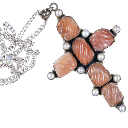 Vintage Sterling Pearl and Quartz Pendant on necklace - Estate Fresh Austin