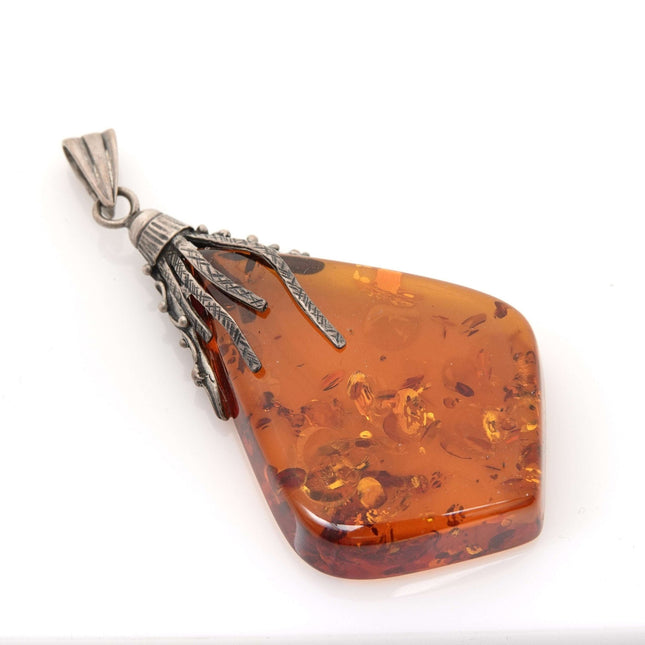 Vintage Sterling Silver and Natural Baltic Amber Pendant sd - Estate Fresh Austin