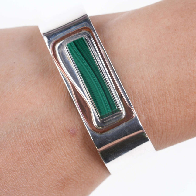 Vintage Sterling/Copper Malachite Cuff bracelet j - Estate Fresh Austin