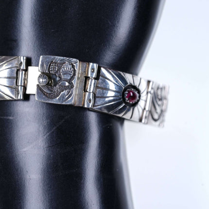 Vintage Tommy Jackson Navajo Sterling multistone Overlay Style bracelet - Estate Fresh Austin
