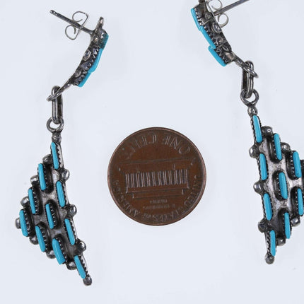 Vintage Zuni Petit point sterling and turquoise earrings - Estate Fresh Austin