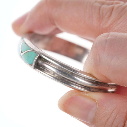 Vintage Zuni silver Channel inlay turquoise cuff bracelet - Estate Fresh Austin