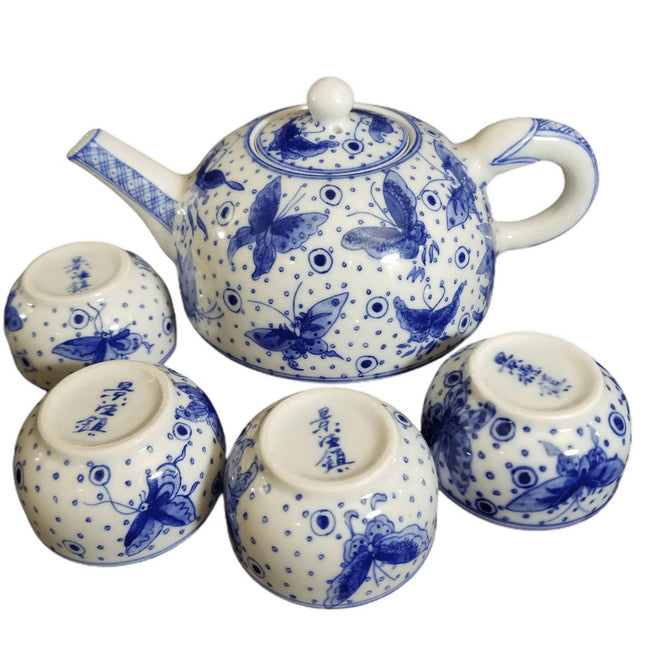 Wan Zhiping Jingdezhen Chinese Blue and White Underglaze tea set - Estate Fresh Austin